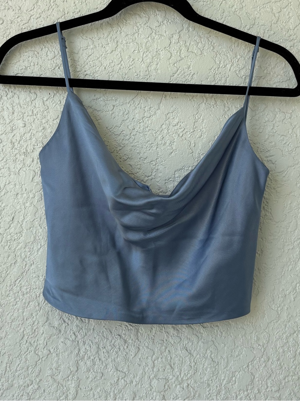 Zara Dusty Blue Satin Cowl Neck Camisole